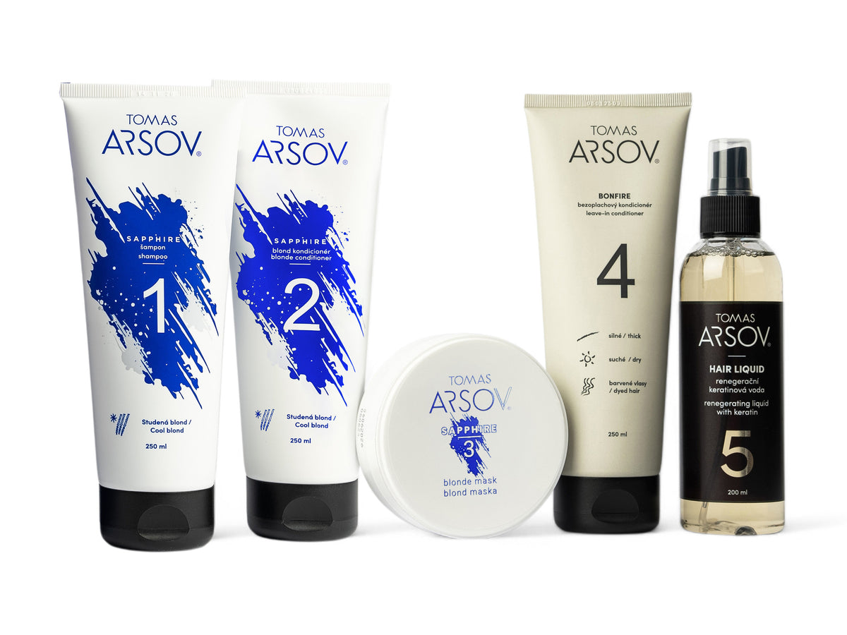 Complete care set for cool tones, for blonde and grey hair