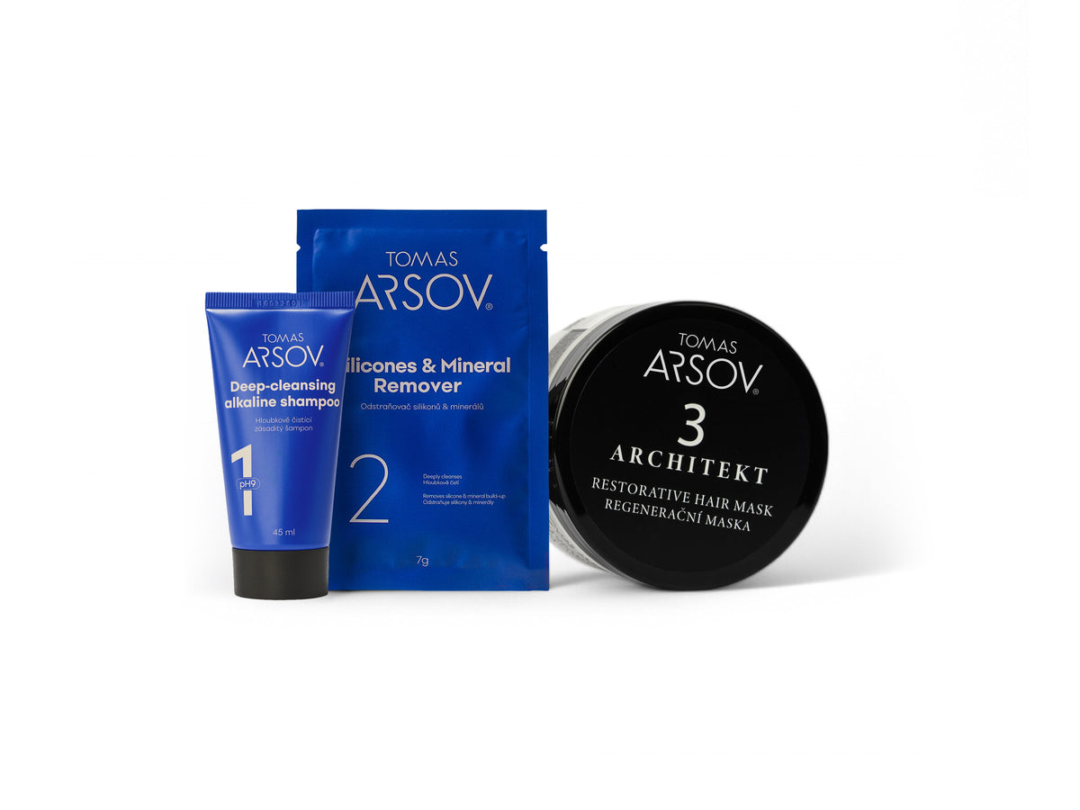 Complete care set for deep cleansing of hair